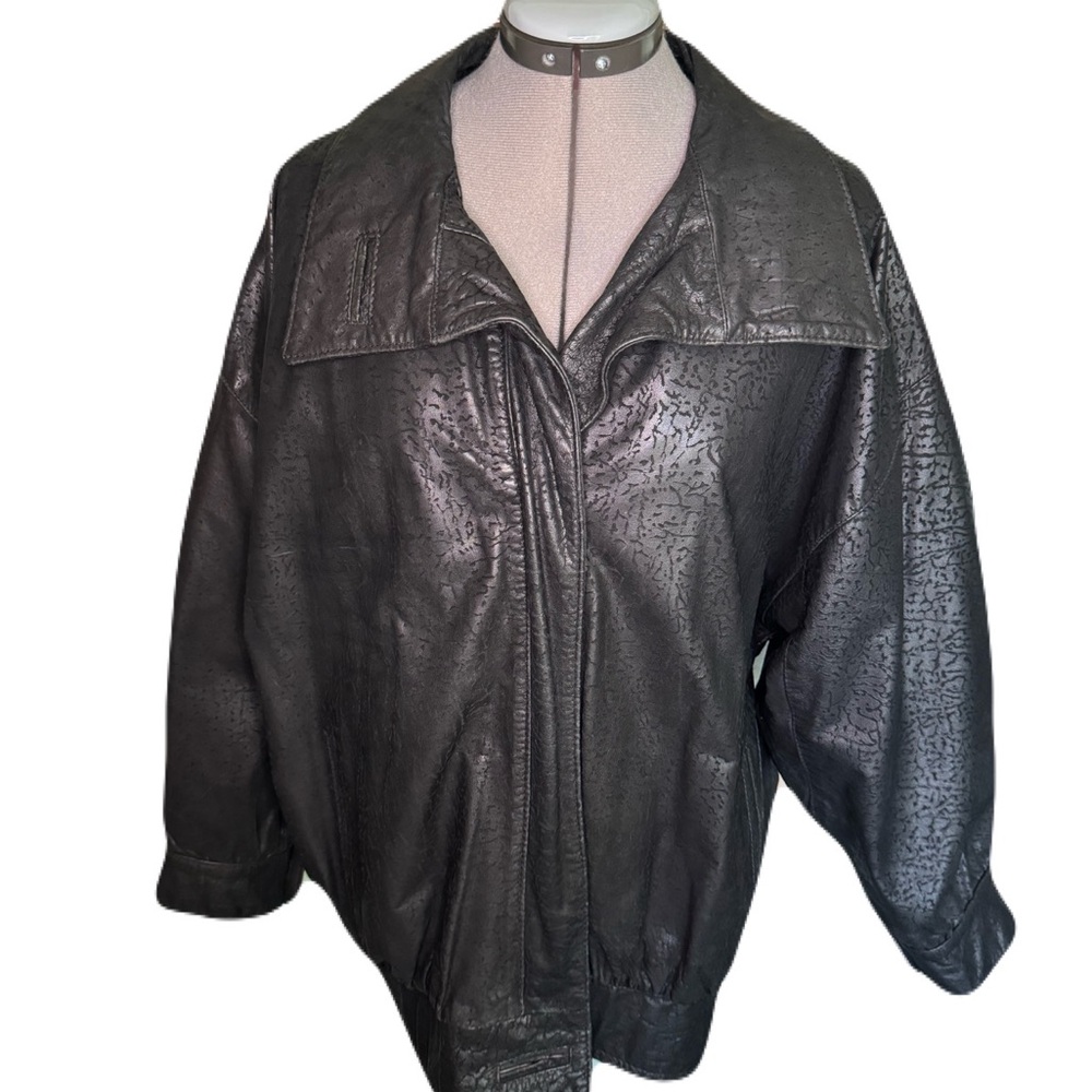 Gino di Giorgio Vintage Black Leather Bomber Jacket
